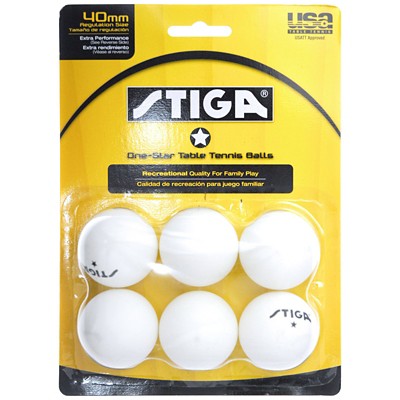 STIGA One Star 6-Pack Table Tennis Balls